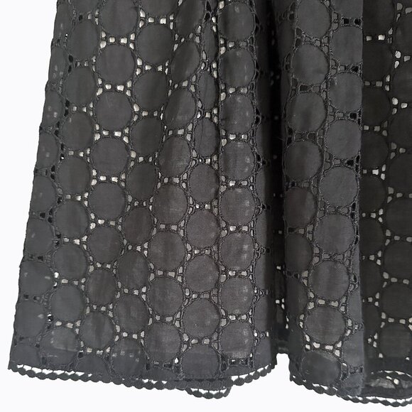 Ann Taylor Black Eyelet Midi Skirt Sz 8 Pleated Embroidered Y2K 90s Cottagecore - Picture 7 of 11